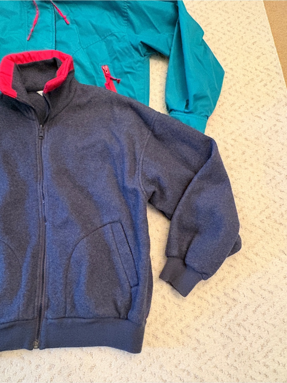 Vintage 90s Snow Ski Jacket With Fleece Jacket Lining Size Medium Teal Pink - Picture 5 of 8